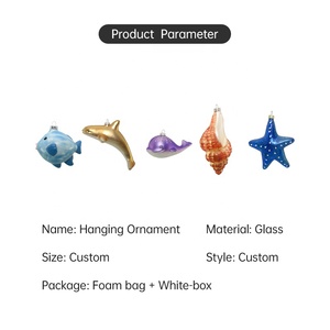 Custom Made BSCI Factory Novelty Gifts Christmas Decoration Supplies Fish Shell Star Animal Figurine Glass <strong>Ornament</strong> - Product Image 3