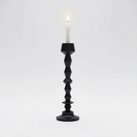 Ensemble de 3 bougeoirs coniques géométriques noir mat, supports à bougies en métal facetté, centre de table moderne, décoration de table ou de cheminée