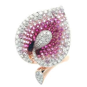 Bijoux en pierres précieuses par courrier direct mondial, or 18 carats, diamant sud-africain, saphir rose naturel, bague pour femmes - Product Image 1