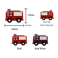 Perles focales en silicone 3D camion de pompiers, perles à thème incendie, faites à la main, pour chaîne de sucette bébé, accessoires de bijoux de dentition DIY