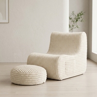 Canapé sectionnel sans structure pour adulte, en tissu velours côtelé, avec mousse à mémoire de forme haute résilience, personnalisable avec ottoman