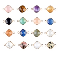 Natuurlijke edelsteen vierkante gefacetteerde steen bezel connectoren twee lussen charme hangers voor handgemaakte sieraden ambachtelijke benodigdheden groothandel