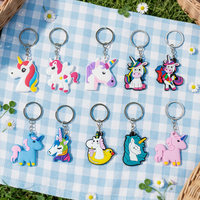 Porte-clés Licorne en PVC avec Logo Personnalisé, Mignon Dessin Animé, Vente en Gros, Cadeau Promotionnel pour Fête d'Anniversaire