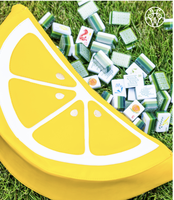 Jeu de tuiles de mahjong américain de luxe en acrylique vert à motif citron frais, style européen et américain, portable, en plastique, respectueux de l'environnement