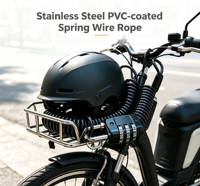 Câble en acier inoxydable recouvert de PVC pour casques de vélos électriques ; Câble antivol résistant à l'usure et à haute résistance