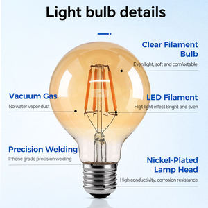 G95 E27 светодиодная лампа Янтарная лампа с регулируемой яркостью Янтарная структурная спиральная лампа накаливания - Product Image 2