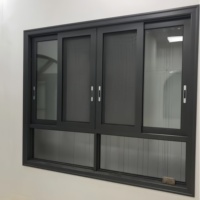 Ventana corredera de cristal templado de aislamiento doble de tres vías de aleación de aluminio personalizada, ventana corredera de estilo americano a la venta