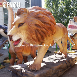 Estatua de jardín de animatron De León de tamaño real, estatua de acero para interiores/exteriores para aeropuerto, Parque educativo de trampolín, Parque Deportivo - Product Image 6