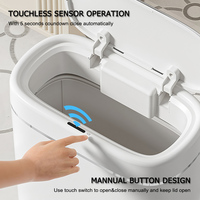 Poubelle de salle de bain sans contact 7L 9L, étanche, alimentée par batterie USB, en plastique, avec capteur automatique, pour usage intensif, poubelle intelligente