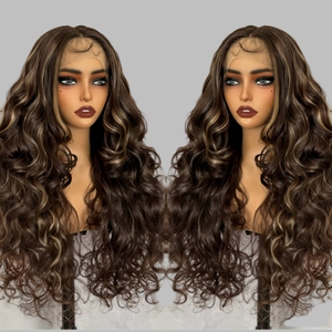 Trung Quốc venders số lượng lớn mua dài màu nâu tóc giả Futura sợi tóc 13x1 26inch gluesless tổng hợp ren phía trước tóc giả cho phụ nữ da đen - Product Image 2