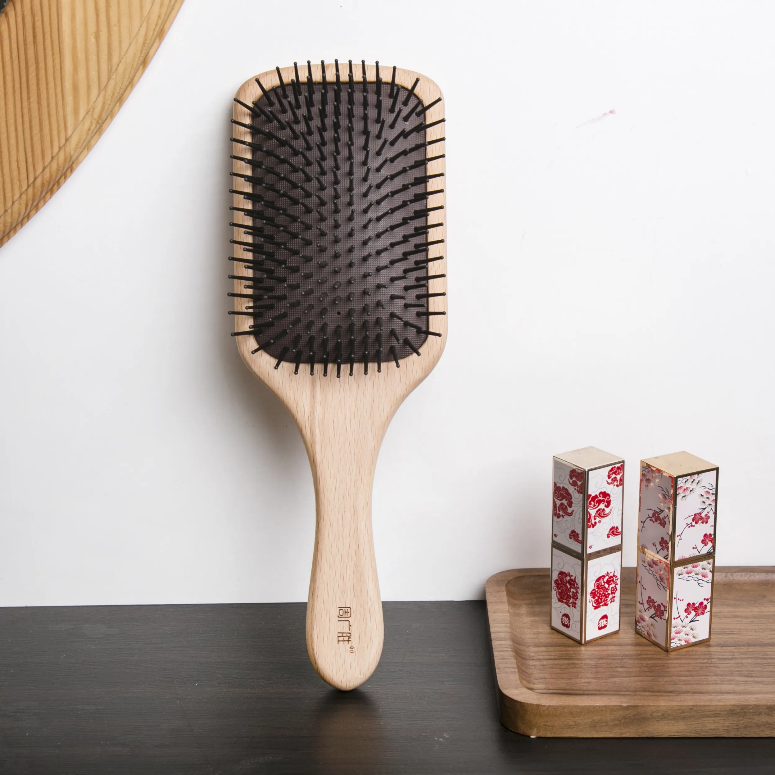 Kit de Peine y cepillo para Barba para hombre, herramienta para moldear el pelo, peine de madera, tallado, artesanía