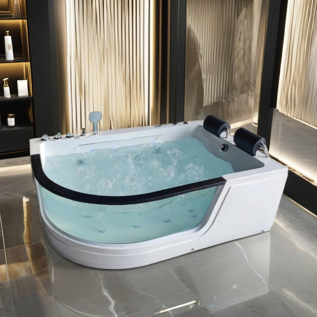 Modern Acrylic Indoor Spa Tub Hydrotherapy Jetted Bath with 10 Jets and Massage Features for Hotel & Bathroom Use