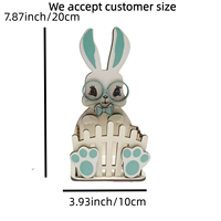 Porte-panier de Pâques moderne en bois imprimé UV, motif lapin mignon, décoration artisanale pour bonbons et œufs de mariage