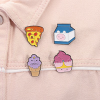 Dessin animé drôle Dessert Style broche crème glacée gâteau broche créatif lait Pizza métal Badge émail épinglette décoration