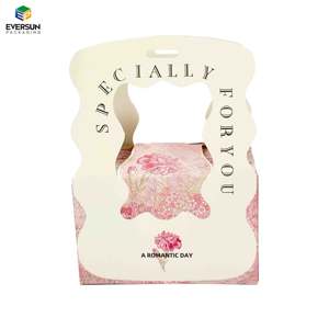 Caja de regalo plegable floral Rosa impresa personalizada de gama alta con asa y cierre de cinta para embalaje de recuerdo de boda de fiesta romántica - Product Image 3