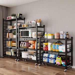 Premium Faltbares Aufbewahrungsregal aus Kohlenstoffstahl 71cm - Massivholzplatte Mehrschichtig CA009 Organizer mit Feststellbaren Rollen - Große Kapazität - Product Image 2