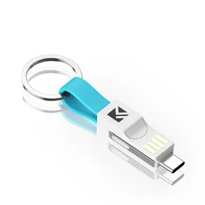 1 عينة موافق KISSCASE البسيطة 3In1 الهاتف المحمول شاحن مفتاح سلسلة الكابلات المحمولة 3 في 1 Usb كابل شحن المفاتيح