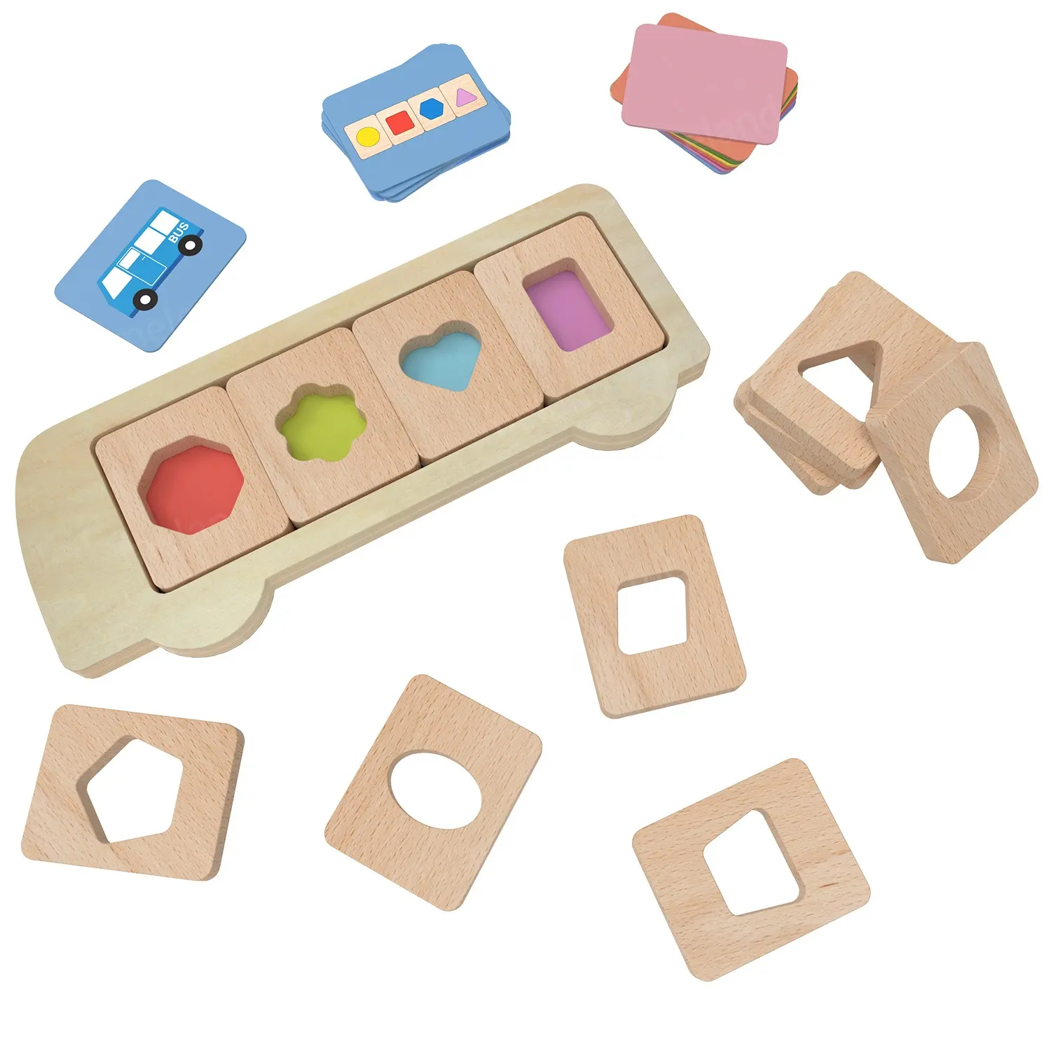 Wooden Puzzle Toy Colorful Geometric Shape Wooden Jigsaw Baby Educational Toy