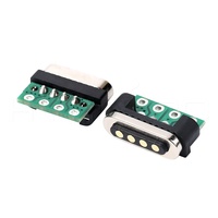 Montage sur circuit imprimé à angle droit aimant usb pogo magnétique chargeur connecteur 4 broches