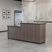 Bureau de réception de luxe avec logo personnalisé, design moderne, avec comptoir en bois pour hôtels, hôpitaux, écoles