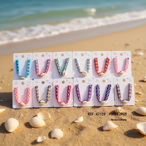 Angelina Braided <b>Bracelet</b> With Seashells 12Pcs Colorful Geometric Pattern Women's Bohemia Fashion Jewelry Gift - Product Image 5