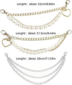 Cadenas de perlas doradas para zapatos, dijes para botas, cadenas de joyería para cordones de zapatos, dijes para bolsos, accesorios punk para zapatos para mujer y niña - Product Image 2