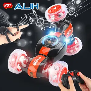 AiJH RC Stunt Car Invincible 360 Rolling Twister With Colorful Lights Music Switch Rechargeable Remote Control Car