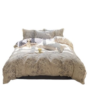 Thickened Brushed Cotton Four Piece <b>Bedding</b> Set 100% Pure Cotton Floral Print Duvet Cover Warm Bed Sheet Autumn Winter Use - Product Image 3