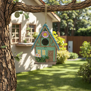 Toptan Doğal Çevre Dostu Reçine Papağan Kuş Kafesi Üreme Yuvası Çiftleşme Kutusu Masal Gibi Sevimli Renkli Kuş Evi Dış Mekan İçin - Product Image 5