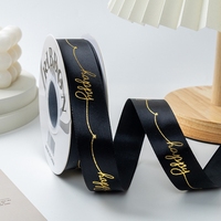 Rubans en satin polyester double face personnalisés de 25 mm pour la Saint-Valentin, bouquet de fleurs, emballage cadeau, impression personnalisée