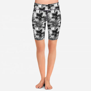 Venta al por mayor Mujeres Correr Palmeras Impreso Transpirable Secado rápido Yoga Leggings Spandex Deportes Cintura alta Yoga <span class=keywords><strong>Biker</strong></span> Shorts - Product Image 5