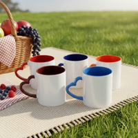 Mug en céramique personnalisable avec poignée en forme de cœur, couleur au choix, pour l'eau, les accessoires scolaires, les cadeaux