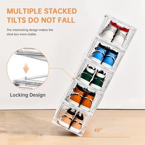 Boîte de rangement pour chaussures en plastique transparent, robuste, durable, personnalisable, empilable et pliable, vente en gros - Product Image 5