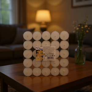 Confezione da 50 candele rotonde bianche senza gocciolamento, in cera di paraffina, non profumate, per decorazioni domestiche e uso interno. - Product Image 3