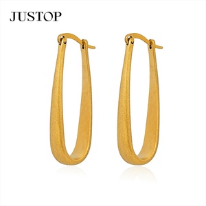 JUSTOP Trendy <b>Hook</b> Hoop <b>Earrings</b> 18K Gold Plated Stainless Steel Hypoallergenic Women's Fashion Jewelry Spot Portfolio 7 - Product Image 5