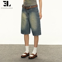 Shorts en jean délavés vintage usés LARSUR, fabriqués sur mesure, shorts en jean à bords bruts, pantalon court pour femmes