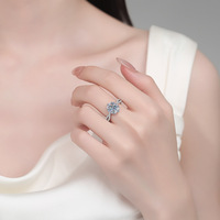 Bague en argent S925 avec moissanite, forme Dan, magnifique, luxe léger, exquise, de haute qualité, bijou de décoration pour femme, pour mariage et soirée