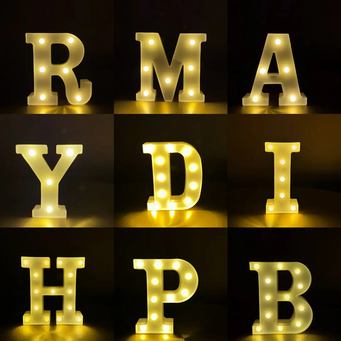 3D-LED-Nachtlampe 26 Buchstaben 0-9 digitales Marquis-Zeichen Alphabet-Licht Wandhänglampe Innendekoration Hochzeit Party LED-Nachtlicht