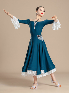 ชุดเต้นรำสมัยใหม่คุณภาพสูงสำหรับเด็กผู้หญิง ชุดเต้นรำมาตรฐานแห่งชาติ ชุดแข่งขันเต้นรำวอลซ์ ชุดฝึกซ้อมสำหรับการสอบศิลปะการเต้นรำ <span class=keywords><strong>กระโปรง</strong></span>ยาว - Product Image 5