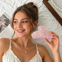 Nouvelles pinces à cheveux en acrylique motif coquille de sirène, taille moyenne, irisées, élégantes, pour chignon, accessoires de coiffure pour femmes