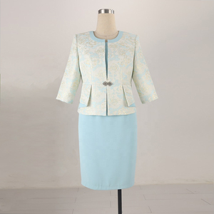 Traje Formal Azul Claro con Diseño de Cintura Empalmada, Tallas Grandes, Ropa de Mujer, Traje para Iglesia, Vestido de Negocios, Atuendo de Oficina - Product Image 1