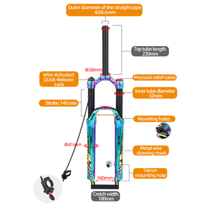 <span class=keywords><strong>Fourche</strong></span> de VTT à suspension pneumatique Wake Bst, 26, 27,5, <span class=keywords><strong>29</strong></span> pouces, débattement de 140 mm, verrouillage à distance, tige de 32 mm, frein à disque, <span class=keywords><strong>fourche</strong></span> avant de VTT - Product Image 2