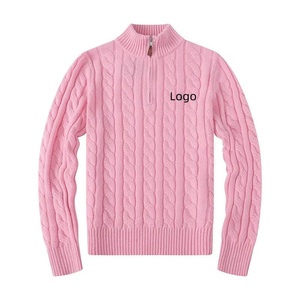 Pulls en tricot à demi-zip pour hommes avec logo brodé personnalisé OEM et ODM - Product Image 2