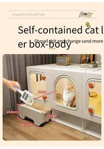 Luxuriöses Kleines Haustierhaus für Innen & Möbel für Katzen, Integrierter Katzenkäfig mit Toilette, Wohnzimmer und Badezimmer als Ein-Raum-Lösung - Product Image 4