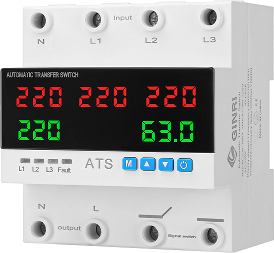Solar Automatic 63A 80A 100A Voltage Protector Phase Transfer Switch With Over Current Limit for 3 Phase ATS