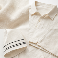 Chemise décontractée à manches courtes en lin et coton pour homme, respirante, brodée, pour l'été, fabrication OEM ODM