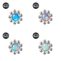Gaby Nouveau Ancrage Dermal ASTM F136 en Acier Inoxydable G23 Plaqué Argent, Motif Tournesol, Filetage Interne, Calibre 14, Piercing Fin Vintage
