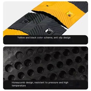 בליטה להאטת תנועה עמידה בפני שחיקה בצבע צהוב ושחור, גומי, 500x350x50 מ\"מ, ניידת לחניון, מבצע מיוחד - Product Image 3