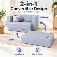 Canapé-lit pliant compact, housse lavable amovible, mousse compressible, canapé lounge 2 places pour chambre d'amis & maison