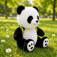 Peluche Panda Douce en Position Assise, en Coton PP à Poils Courts, Personnalisable avec Broderie, Cadeau d'Anniversaire pour Enfants